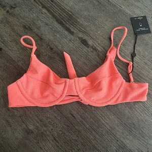 Skatie Kate Swim Top - Guava - Ribbed - Size S